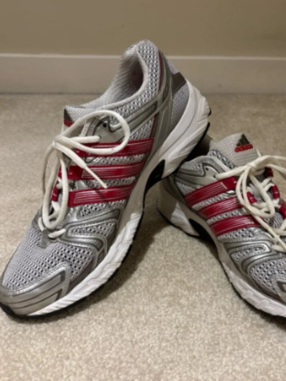 Adidas Adiprene Red Metallic Silver Running Athletic Shoes Sneakers Men